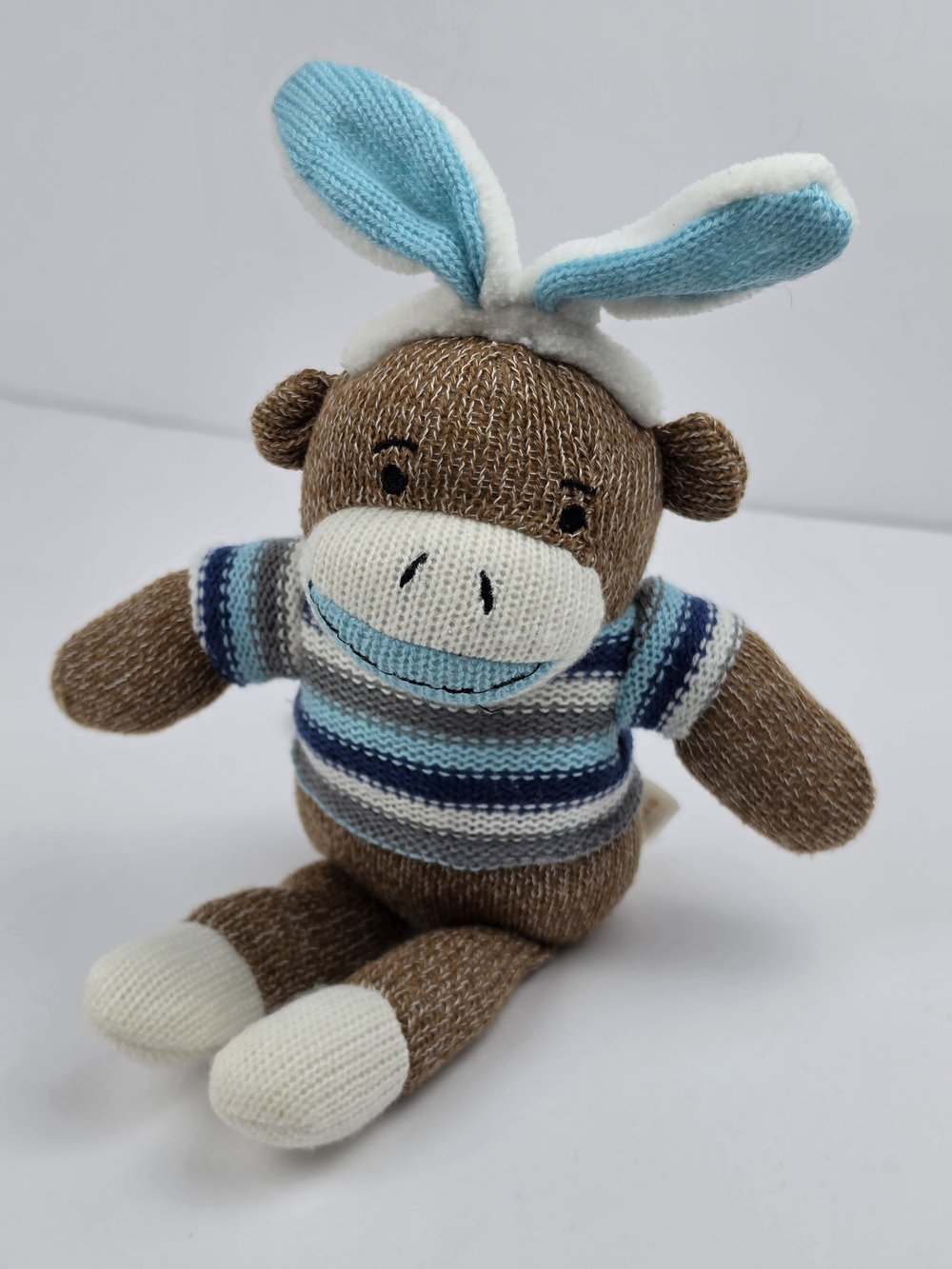 Dan Dee Collector’s Choice Sock Monkey Plush Blue Striped Sweater Stuffed Animal - Picture 6 of 9